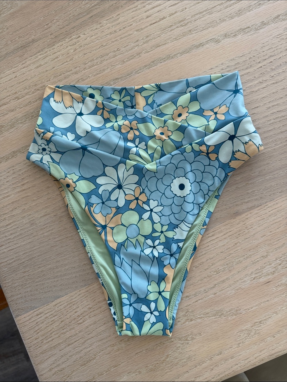 aerie High-Waist Floral Bikini Bottoms - Blue & Mint